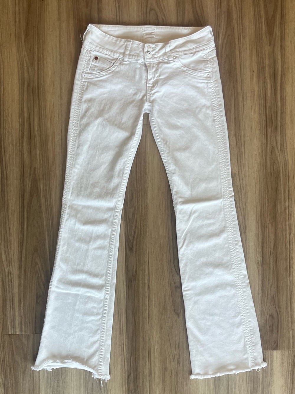 Hudson Women's White Bootcut Jeans with British flag